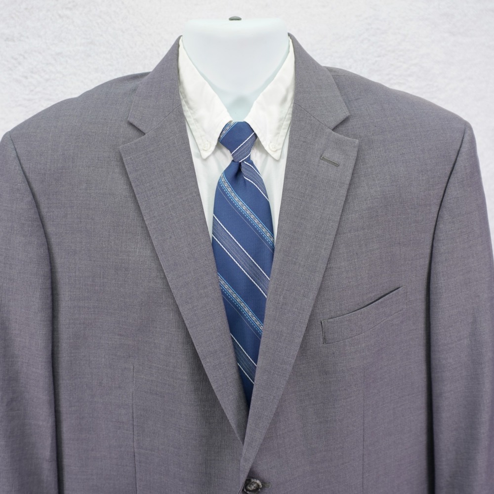 DAMAGED Pronto Uomo Polyester Wool Suit Jacket Gray 44R Tagged 46R 2 Button